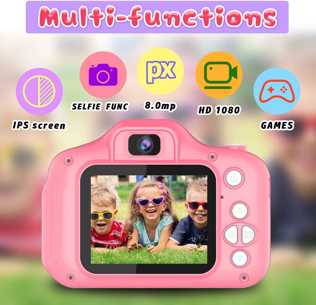 Kids Selfie Camera - Perfect Gift for Girls Aged 3-9/with 64GB SD Card