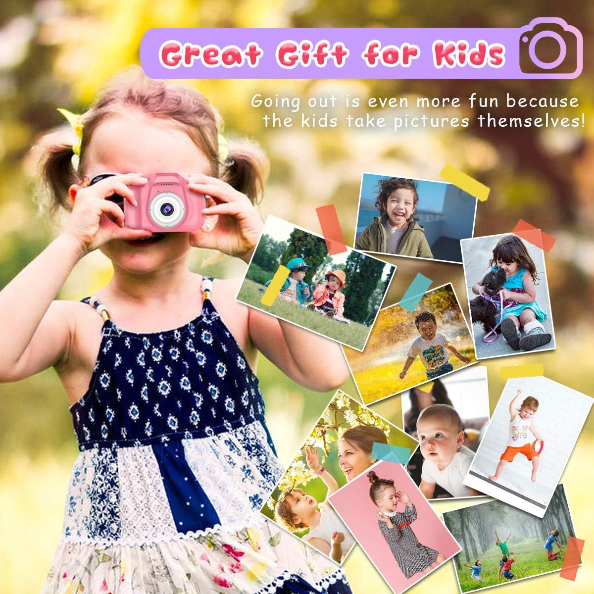 Kids Selfie Camera - Perfect Gift for Girls Aged 3-9/with 64GB SD Card