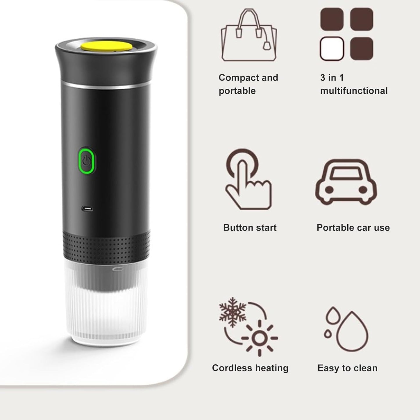 ☕🔋 Portable 15-Bar Cordless Espresso Machine for Camping & Outdoor Activities