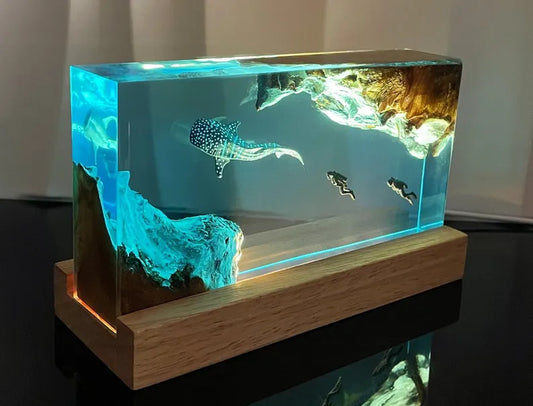 Abyssal Glow: Whale Shark Resin Lamp